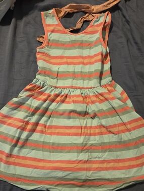 Matilda Jane Girls' Striped Mint and Pink Sleeveless Dress